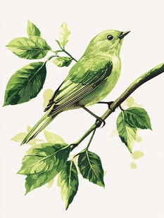 枝头绿鸟 清新自然之景