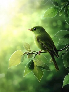 绿枝上的翠鸟