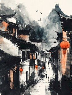 水墨古巷 烟雨朦胧中的诗意