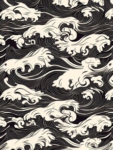 日式海浪图案无缝纹理