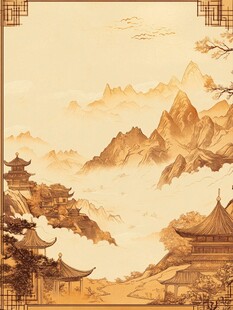 古风山水楼阁写意画卷