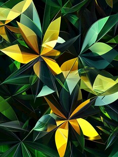 梦幻几何花叶抽象艺术图