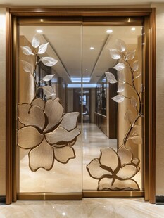 奢华雕花玻璃双开门