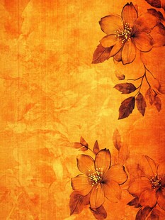 复古橘调花卉背景图