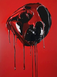 滴血黑球抽象艺术画面
