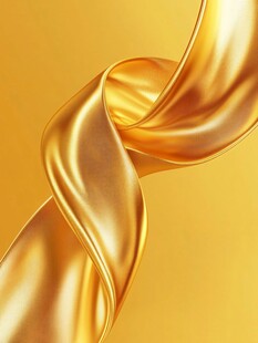 金色丝绸般光泽的优美飘带