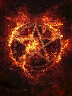 火焰环绕的神秘五角星图案