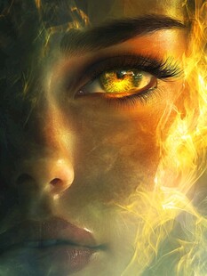 火焰眼眸的神秘女性形象