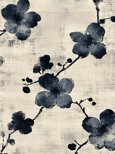 水墨梅花图案纹理背景