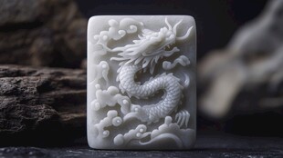白玉龙纹方牌