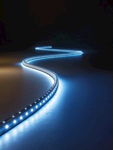 蓝色蜿蜒发光灯带效果