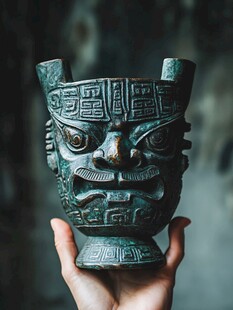 手持神秘青铜兽面器物