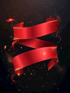 红色飘带闪耀黑色背景