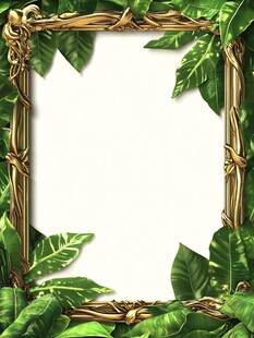 绿叶环绕的金色复古画框