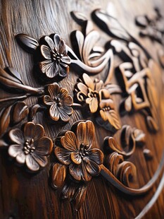 木雕花卉细节精美展示