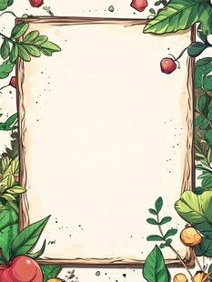 手绘果蔬边框空白插画
