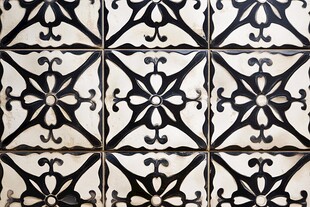 复古黑白花纹瓷砖图案