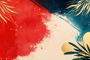 红金撞色热带风背景图