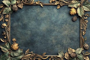 复古金叶边框装饰背景图