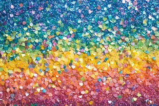 彩虹色心形亮片梦幻背景