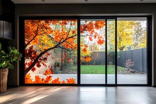 室内望秋日斑斓景致