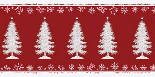 圣诞红底白色圣诞树图案