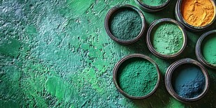 多彩绿色粉末装点艺术空间