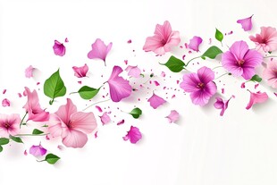 粉色花卉飘洒装饰图案