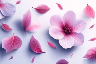 梦幻粉色花瓣与绽放花朵