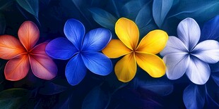 多彩鸡蛋花绽放梦幻背景