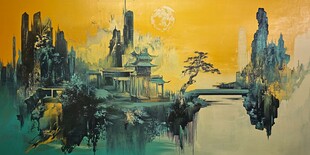 梦幻中式奇幻悬浮城景