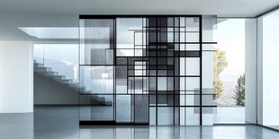 现代简约玻璃隔断室内空间