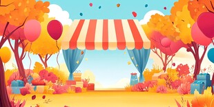 秋日缤纷集市场景