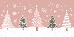 粉色雪景中的可爱圣诞树