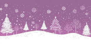 紫色冬日雪景圣诞树图案