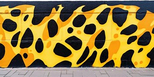 黄黑抽象图案街头艺术涂鸦