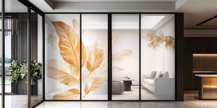 轻奢风叶纹玻璃隔断设计