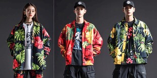 时尚印花外套模特穿搭展示