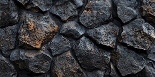 粗糙黑石墙面纹理特写