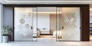 简约卧室玻璃移门设计