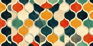 复古几何波浪形多彩图案