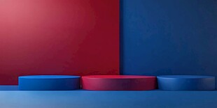 红蓝双色简约展示台场景