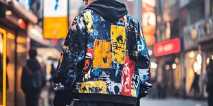 街头潮人背影 个性涂鸦外套