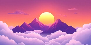 云海之上的壮丽日落景观