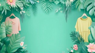 清新绿植中挂着两件美衣