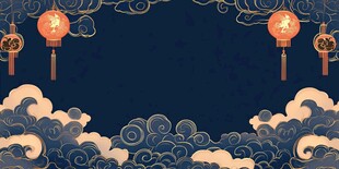 中式云纹灯笼背景图