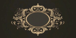 金色复古椭圆装饰花纹框