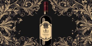 奢华风红酒瓶装饰图案