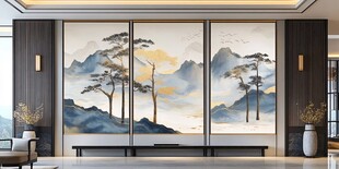 中式山水屏风 典雅客厅景致