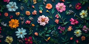 多彩花卉的梦幻图案世界